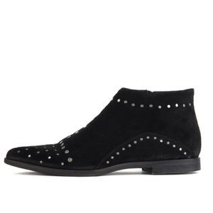 Free People Studded Rocker Black Suede Ankle Bootie Pointed Toe